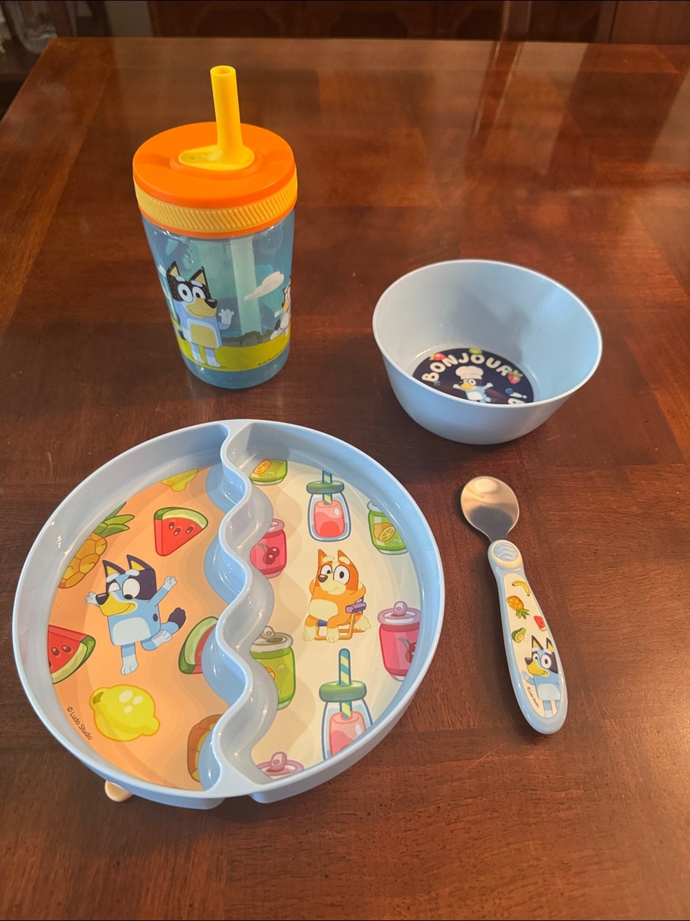 Bluey Toddler 4 pc Mealtime Set Plate Bowl Spoon New